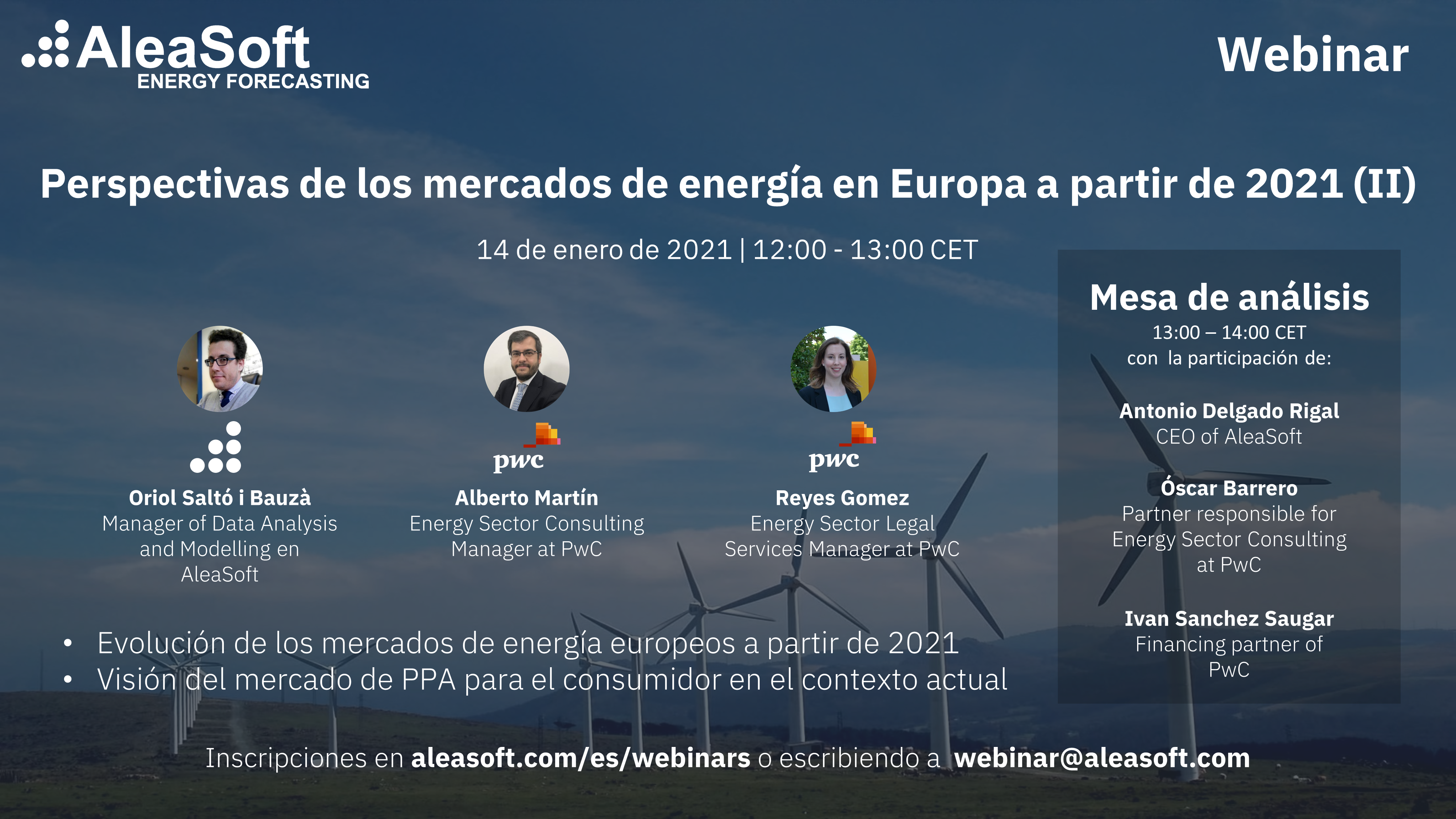 AleaSoft - Webinar Perspectivas mercados energia Europa